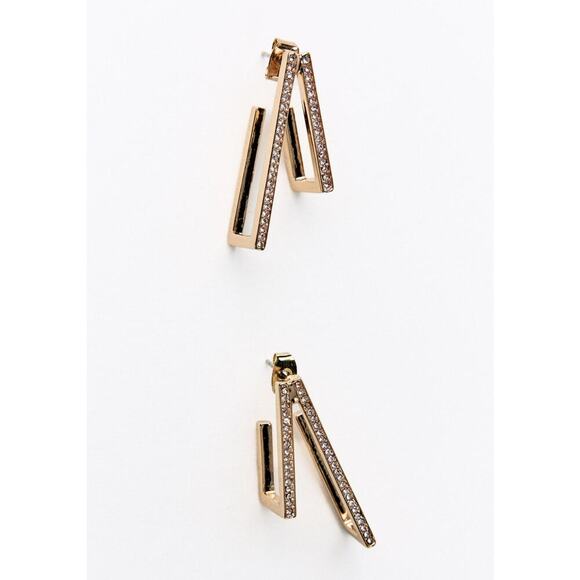 Nwt- Zara - SPARKLY DOUBLE EARRINGS - Picture 3 of 5